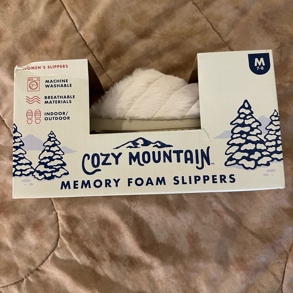 Women's White Memory Foam Slippers